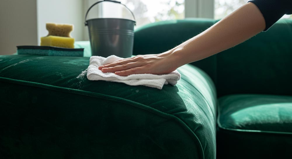 آموزش گام به گام تمیز کردن مبل مخمل با شامپو فرش